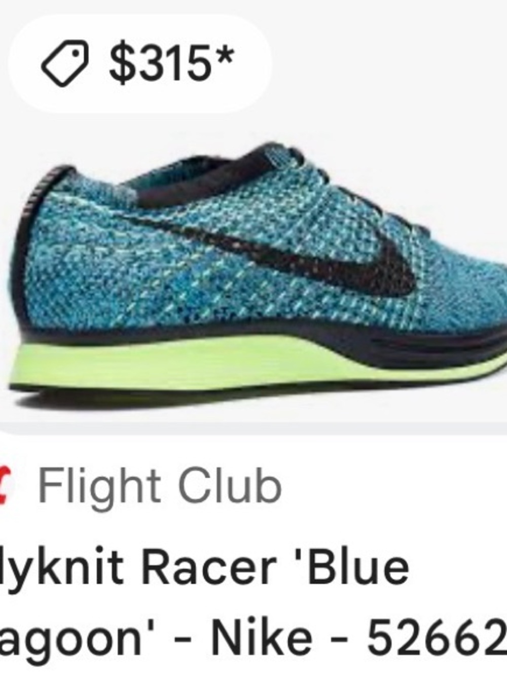 Nike Kids Flyknit Racer in Teal with Neon Green Midsole